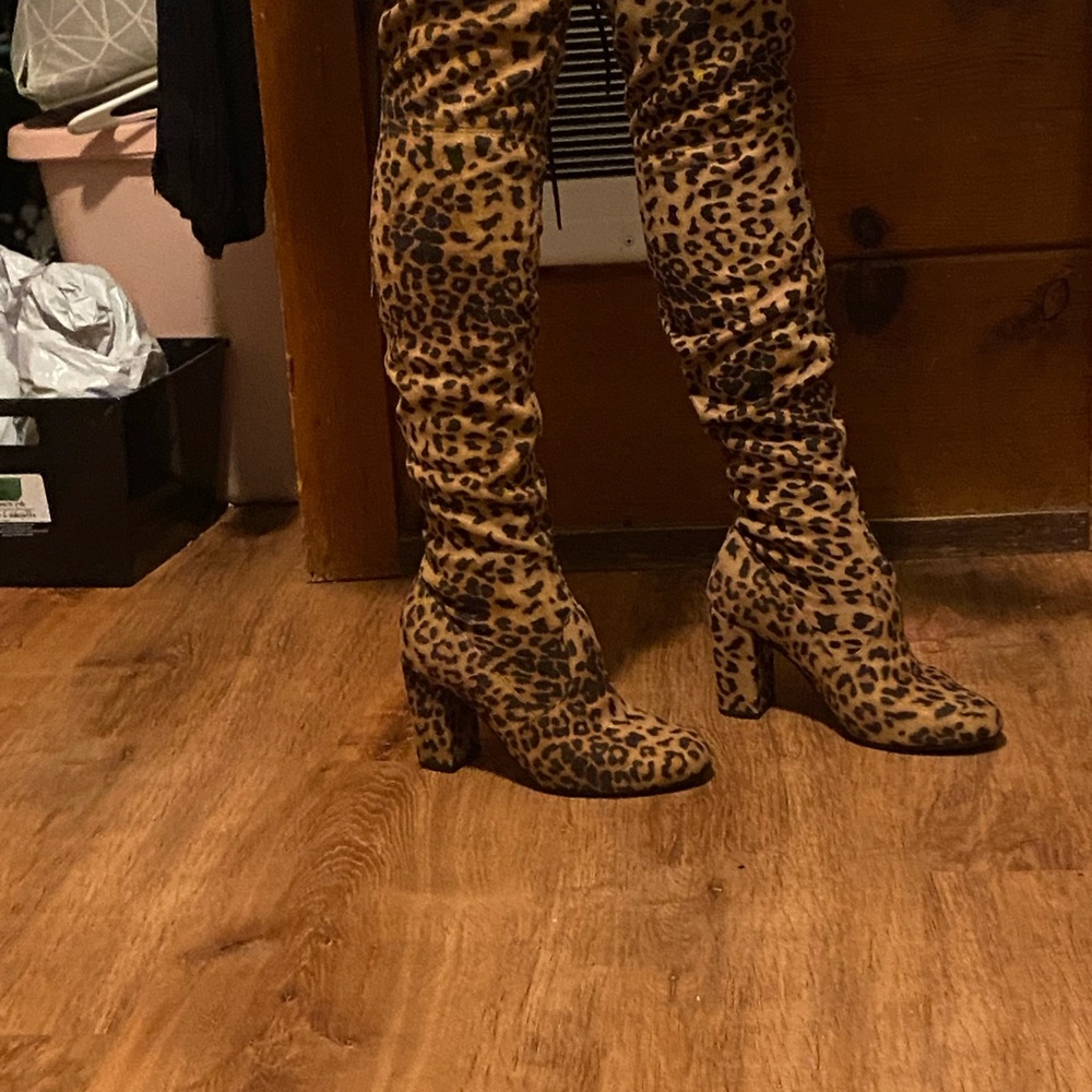 Leopard Print Knee-High Boots